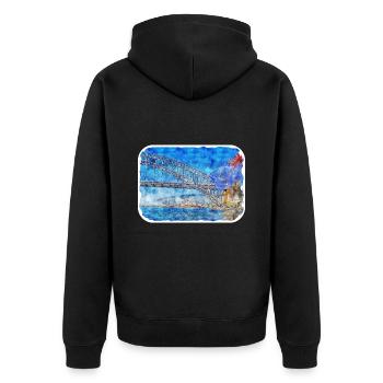Sydney Australie Aquarelle Sketch Illustration - Veste à capuche bio Premium Unisexe - noir - Dos - Nico (187cm)