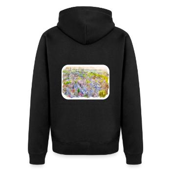 Tallinn Estland Aquarellskizze gezeichnet Illustrati - Unisex Premium Bio Zip Hoodie - Schwarz - Hinten - Nico (187cm)