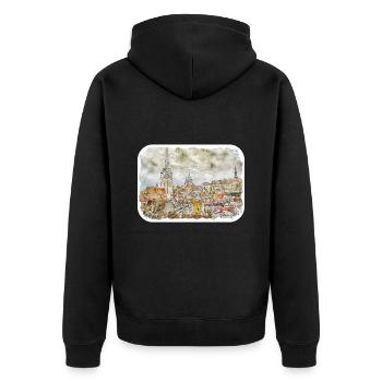 Tallinn Estonie Aquarelle Esquisse Dessinée Illustrati - Veste à capuche bio Premium Unisexe - noir - Dos - Nico (187cm)