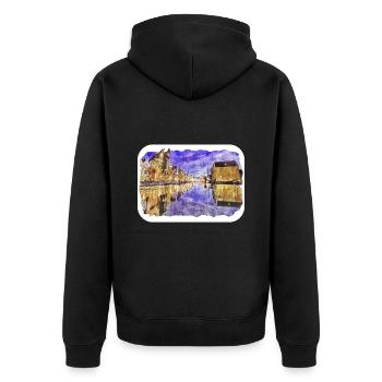 Pologne Repère Aquarelle Esquisse Dessin de peinture - Veste à capuche bio Premium Unisexe - noir - Dos - Nico (187cm)