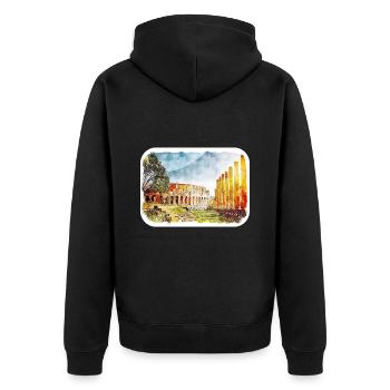 Rom Italien Aquarell Skizze Handgezeichnetes Gemälde - Unisex Premium Bio Zip Hoodie - Schwarz - Hinten - Nico (187cm)
