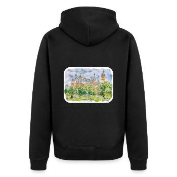Allemagne Aquarelle Esquisse Dessinée à la main Illustration - Veste à capuche bio Premium Unisexe - noir - Dos - Nico (187cm)
