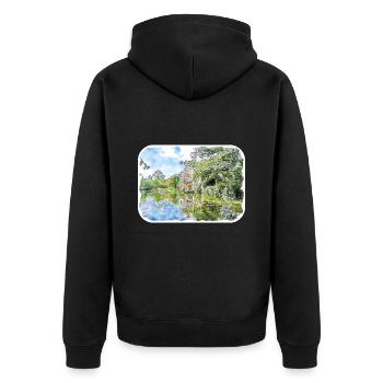 Angleterre Royaume-Uni Aquarelle Esquisse Dessinée à la main Peinture - Veste à capuche bio Premium Unisexe - noir - Dos - Nico (187cm)