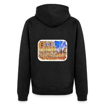 Rom Italien Aquarell Skizze Handgezeichnetes Gemälde - Unisex Premium Bio Zip Hoodie - Schwarz - Hinten - Nico (187cm)