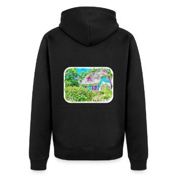 England UK Watercolor Sketch Drawn Illustration - Unisex Premium Organic Zip Hoodie - black - Back - Nico (187cm)