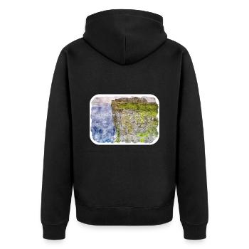 Ireland UK Watercolor Sketch Painting Illustration - Unisex Premium Organic Zip Hoodie - black - Back - Nico (187cm)
