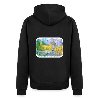 Esquisse d’aquarelle de Chine Illustration dessinée à la main - Veste à capuche bio Premium Unisexe - noir - Dos - Nico (187cm)