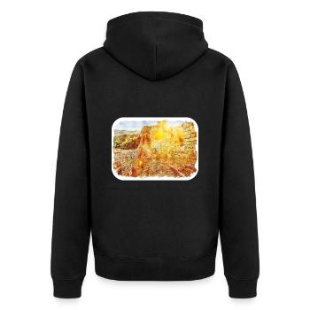 chine aquarelle croquis illustration dessinée à la main - Veste à capuche bio Premium Unisexe - noir - Dos - Nico (187cm)