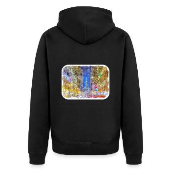 USA Aquarellskizze Handgezeichnete Illustration - Unisex Premium Bio Zip Hoodie - Schwarz - Hinten - Nico (187cm)