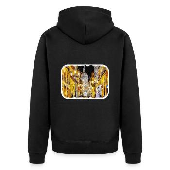 Madrid Spanien Aquarell Skizze Malerei Zeichnung - Unisex Premium Bio Zip Hoodie - Schwarz - Hinten - Nico (187cm)
