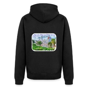 italie croquis aquarelle illustration dessinée à la main - Veste à capuche bio Premium Unisexe - noir - Dos - Nico (187cm)