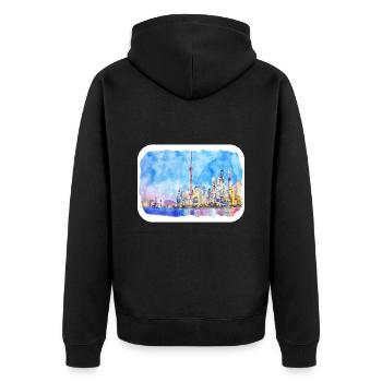 Shanghai Chine Aquarelle Esquisse Dessin Dessiné - Veste à capuche bio Premium Unisexe - noir - Dos - Nico (187cm)