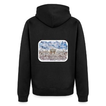 Autriche Aquarelle Esquisse Dessinée à la main Illustration - Veste à capuche bio Premium Unisexe - noir - Dos - Nico (187cm)