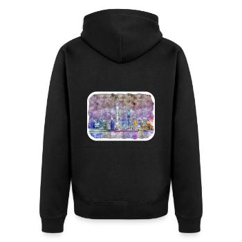 Shanghai Chine Aquarelle Sketch Illustration - Veste à capuche bio Premium Unisexe - noir - Dos - Nico (187cm)