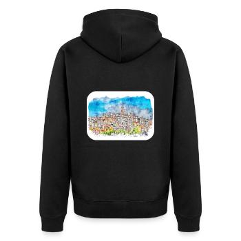 Istanbul Turkey Watercolor Sketch Illustration - Unisex Premium Organic Zip Hoodie - black - Back - Nico (187cm)