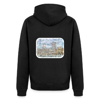 Mumbai India Watercolor Sketch Drawn Painting - Unisex Premium Organic Zip Hoodie - black - Back - Nico (187cm)