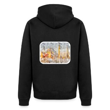 Croquis aquarelle de Turquie Illustration dessinée à la main - Veste à capuche bio Premium Unisexe - noir - Dos - Nico (187cm)