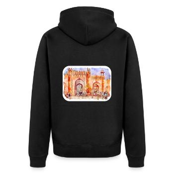 Jaipur Inde Aquarelle Esquisse Dessinée Peinture - Veste à capuche bio Premium Unisexe - noir - Dos - Nico (187cm)