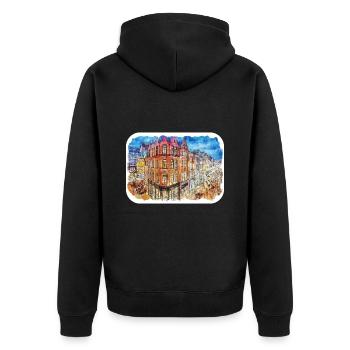 Dublin Irland Uk Aquarellskizze gezeichnete Malerei - Unisex Premium Bio Zip Hoodie - Schwarz - Hinten - Nico (187cm)