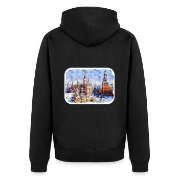 Moscou Russie Aquarelle Esquisse Dessin Dessiné - Veste à capuche bio Premium Unisexe - noir - Dos - Nico (187cm)