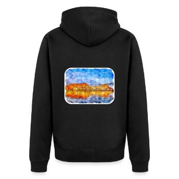 Australie Aquarelle Esquisse Dessinée à la Main Peinture - Veste à capuche bio Premium Unisexe - noir - Dos - Nico (187cm)