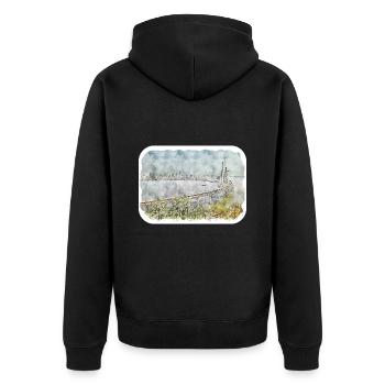 Mumbai India Watercolor Sketch Painting Drawing - Unisex Premium Organic Zip Hoodie - black - Back - Nico (187cm)