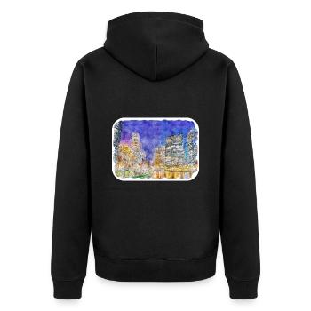 usa, aquarelle, croquis, main, dessiné, illustration - Veste à capuche bio Premium Unisexe - noir - Dos - Nico (187cm)