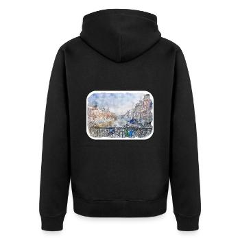 Amsterdam Pays-Bas Aquarelle Esquisse Dessinée Douleur - Veste à capuche bio Premium Unisexe - noir - Dos - Nico (187cm)