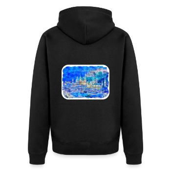 Autriche Aquarelle Esquisse Dessinée à la main Illustration - Veste à capuche bio Premium Unisexe - noir - Dos - Nico (187cm)