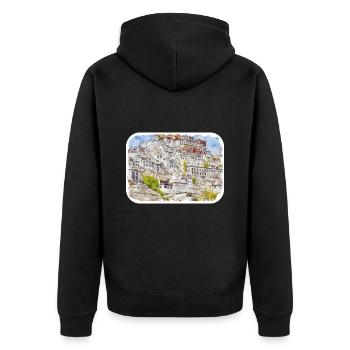 Indien Wahrzeichen Aquarell Skizze Farbe Illustratio - Unisex Premium Bio Zip Hoodie - Schwarz - Hinten - Nico (187cm)