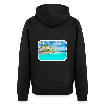Maldives Watercolor Sketch Hand Drawn Illustration - Unisex Premium Organic Zip Hoodie - black - Back - Nico (187cm)