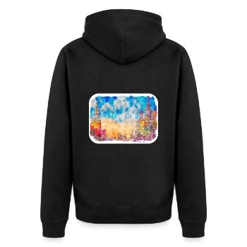 Moscou Russie Aquarelle Esquisse Dessin Dessiné - Veste à capuche bio Premium Unisexe - noir - Dos - Nico (187cm)