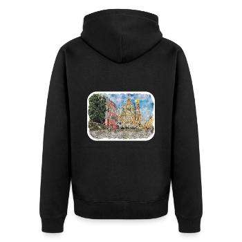 St. Petersburg Russland Aquarellskizze gezeichnet Drawi - Unisex Premium Bio Zip Hoodie - Schwarz - Hinten - Nico (187cm)