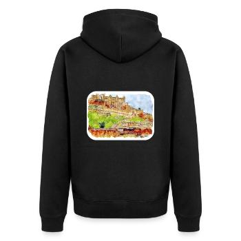 Jaipur Inde Aquarelle Esquisse Peinture Dessinée - Veste à capuche bio Premium Unisexe - noir - Dos - Nico (187cm)