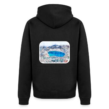 Japan Aquarellskizze Handgezeichnete Illustration - Unisex Premium Bio Zip Hoodie - Schwarz - Hinten - Nico (187cm)