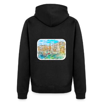 Italy Watercolor Sketch Hand Drawn Illustration - Unisex Premium Organic Zip Hoodie - black - Back - Nico (187cm)