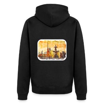 Paris France Watercolor Sketch Painting Drawing - Unisex Premium Organic Zip Hoodie - black - Back - Nico (187cm)