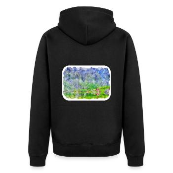 Norvège Aquarelle Esquisse Dessinée à la main Illustration - Veste à capuche bio Premium Unisexe - noir - Dos - Nico (187cm)