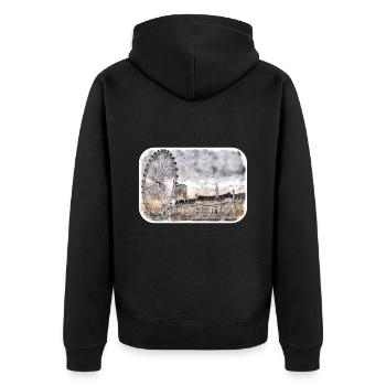 Londres UK Aquarelle Esquisse Dessinée à la Main Peinture - Veste à capuche bio Premium Unisexe - noir - Dos - Nico (187cm)