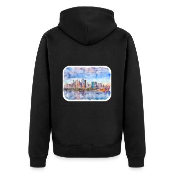 Sydney Australie Aquarelle Esquisse Dessinée Illustrat - Veste à capuche bio Premium Unisexe - noir - Dos - Nico (187cm)