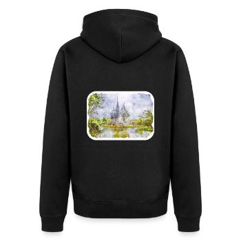 Thaïlande Aquarelle Esquisse Dessinée à la Main Illustration - Veste à capuche bio Premium Unisexe - noir - Dos - Nico (187cm)