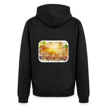 Rom Italien Aquarell Skizze Gemälde Illustration - Unisex Premium Bio Zip Hoodie - Schwarz - Hinten - Nico (187cm)