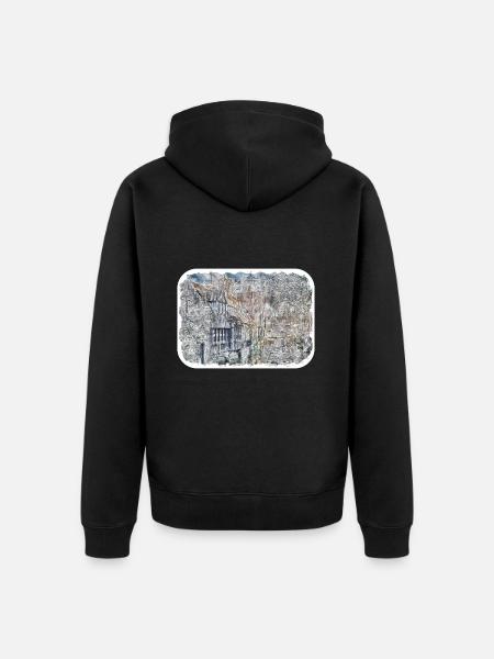 Bruges Belgium Watercolor Sketch Drawn Illustratio - Unisex Premium Organic Zip Hoodie - black