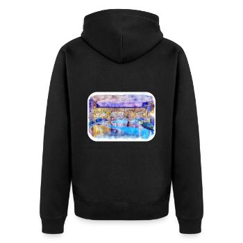 Florence Italy Italy Watercolor Sketch Painting - Unisex Premium Organic Zip Hoodie - black - Back - Nico (187cm)