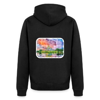 Malaisie Aquarelle Esquisse Dessinée à la Main Illustration - Veste à capuche bio Premium Unisexe - noir - Dos - Nico (187cm)