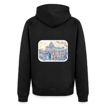 italie croquis aquarelle illustration dessinée à la main - Veste à capuche bio Premium Unisexe - noir - Dos - Nico (187cm)