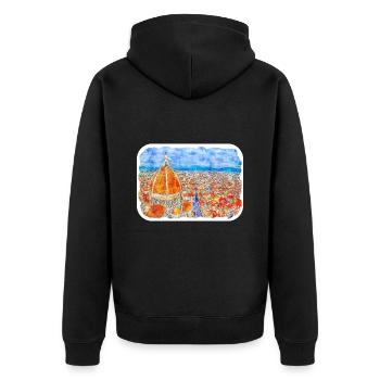 Florence Italie Aquarelle Sketch Illustration - Veste à capuche bio Premium Unisexe - noir - Dos - Nico (187cm)