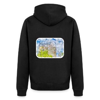 Allemagne Aquarelle Esquisse Dessinée à la main Illustration - Veste à capuche bio Premium Unisexe - noir - Dos - Nico (187cm)