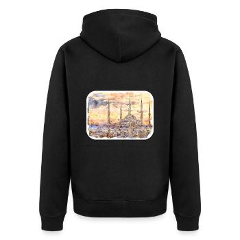 Dinde Aquarelle Esquisse Dessinée à la main Illustration - Veste à capuche bio Premium Unisexe - noir - Dos - Nico (187cm)
