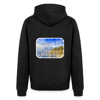 Illustration de croquis à l’aquarelle de Californie usa - Veste à capuche bio Premium Unisexe - noir - Dos - Nico (187cm)
